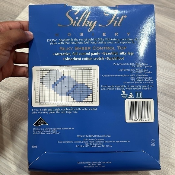 SILKY FIT Hosiery Stockings Queen Nearly Black 3805 Control Top NEW - Picture 4 of 5